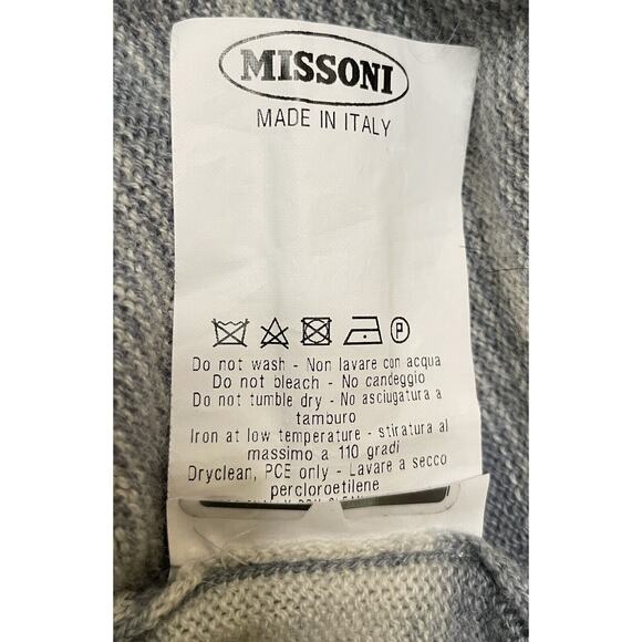 Missoni Gray White Zig Zag Cashmere Pullover Sweater IT56 US46 XL XXL Italy - Picture 10 of 11